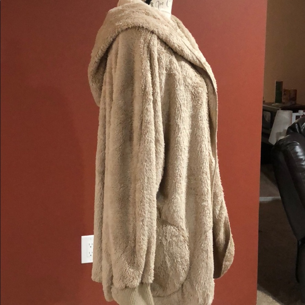 BACK IN STOCK‼️BEIGE Teddy Sherpa fleece- hoodie - Picture 7 of 8